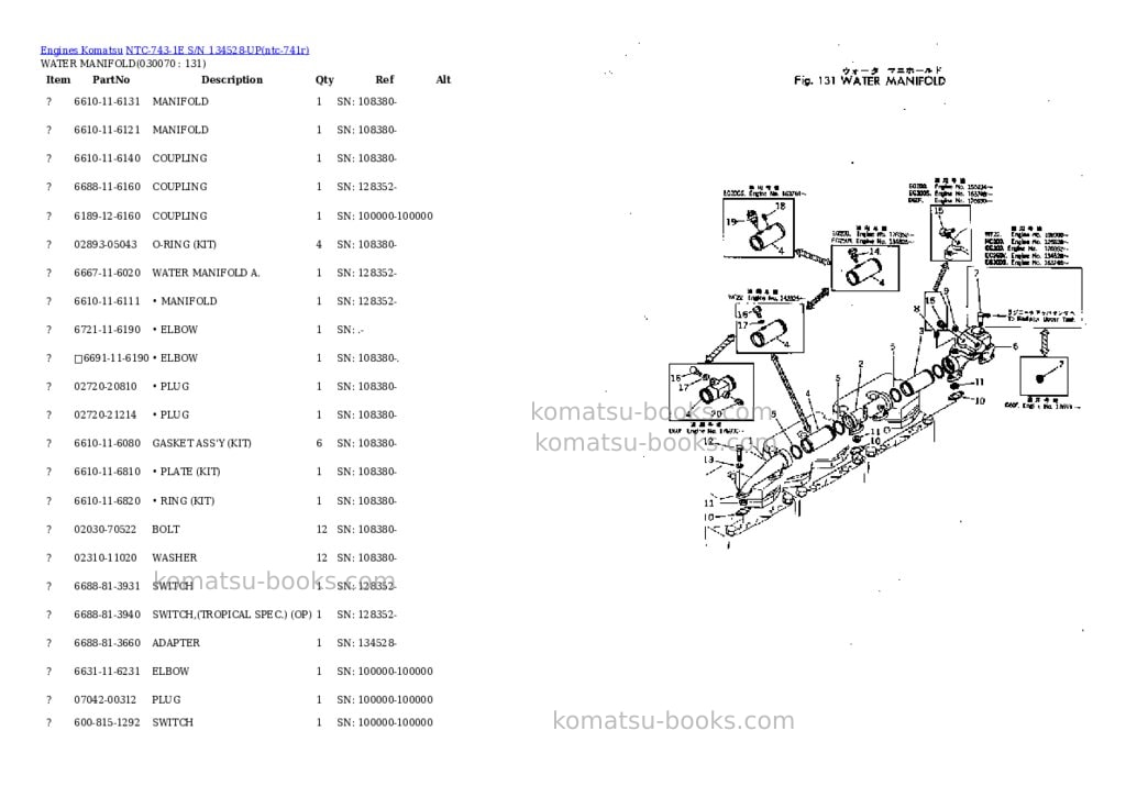 Komatsu ntc-743-1e s/n 134528-up Parts catalog cover Page 6