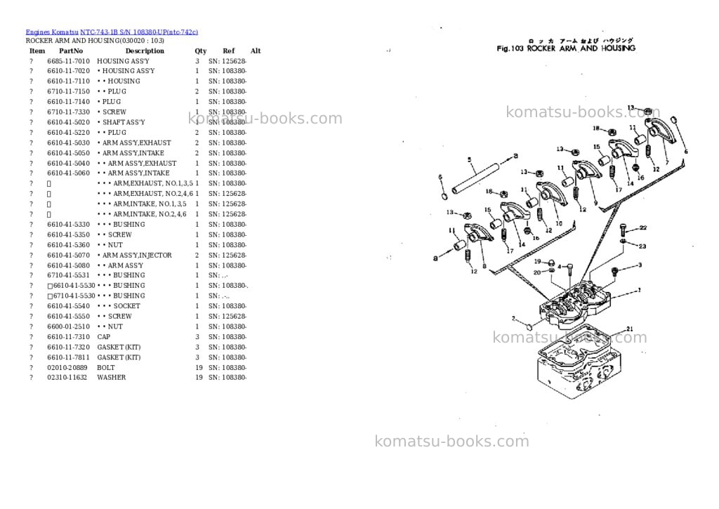 Komatsu ntc-743-1b s/n 108380-up Parts catalog cover Komatsu ntc-743-1b s/n 108380-up Parts catalog cover