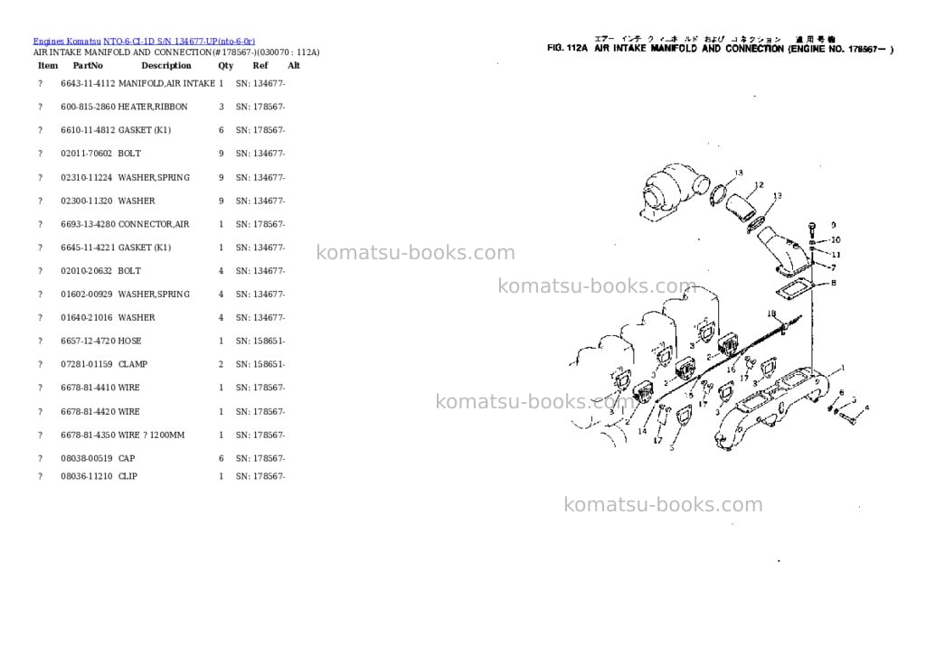Komatsu nto-6-ci-1d s/n 134677-up Parts catalog cover Page 6