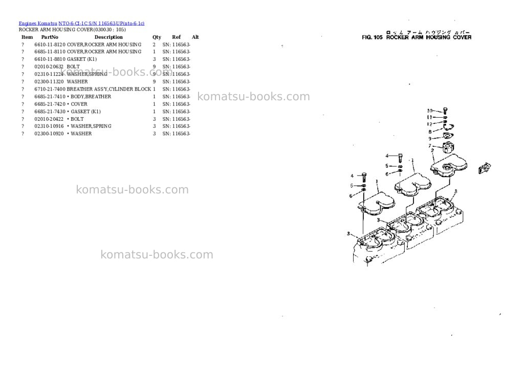 Komatsu nto-6-ci-1c s/n 116563-up Parts catalog cover Page 2 Komatsu nto-6-ci-1c s/n 116563-up Parts catalog cover Page 2