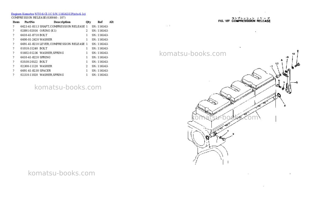 Komatsu nto-6-ci-1c s/n 116563-up Parts catalog cover Page 3 Komatsu nto-6-ci-1c s/n 116563-up Parts catalog cover Page 3