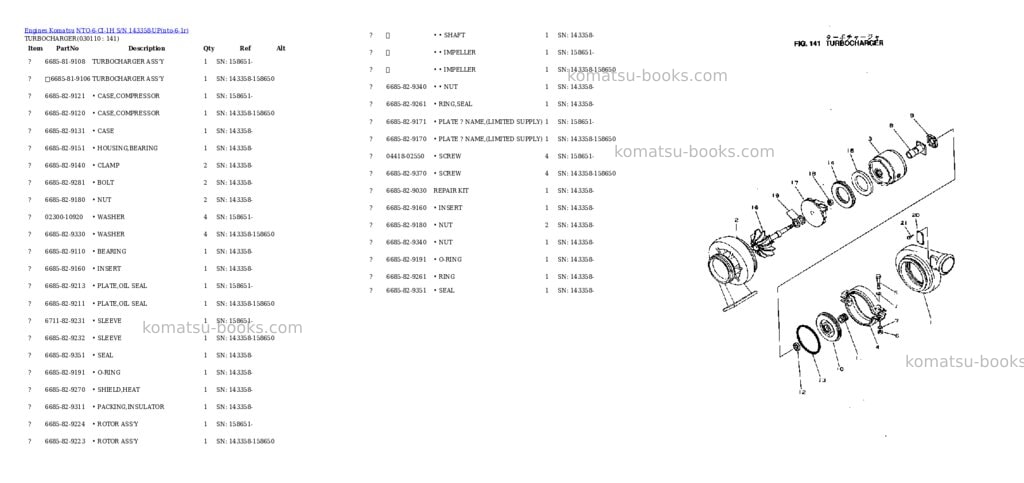Komatsu NTO-6-CI-1H S/N 143358-UP Parts catalog cover Page 10 Komatsu NTO-6-CI-1H S/N 143358-UP Parts catalog cover Page 10