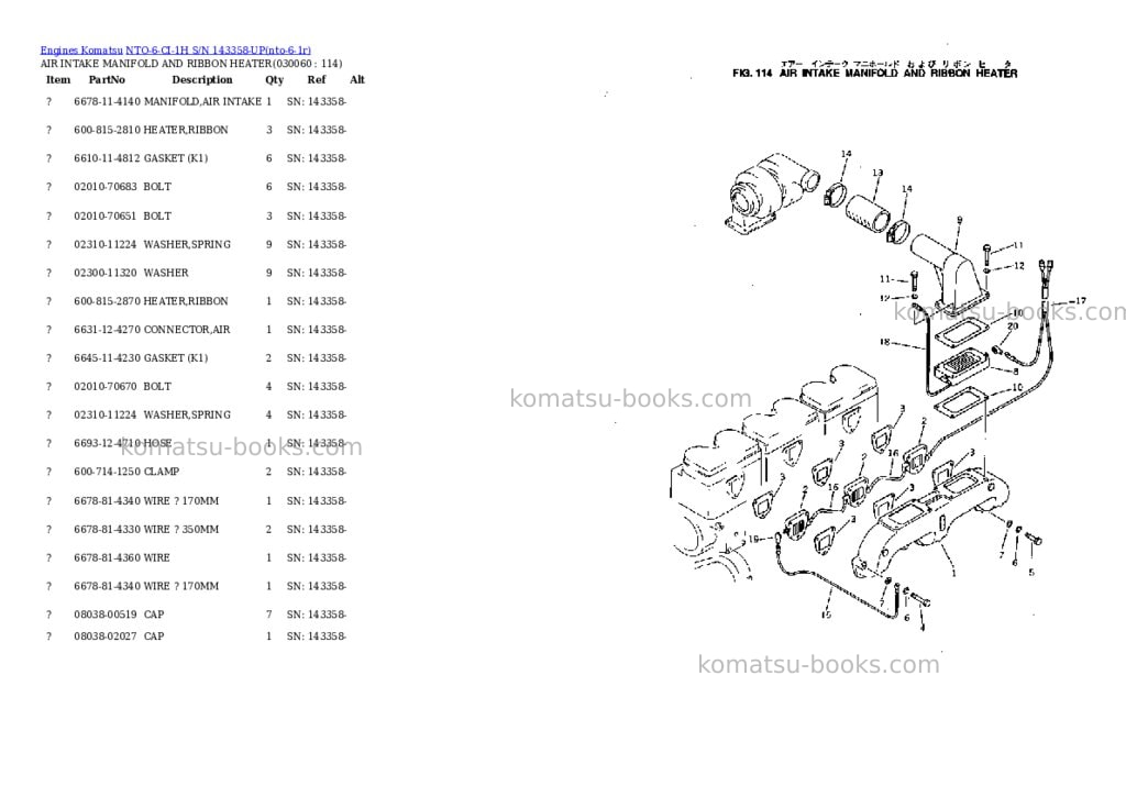 Komatsu NTO-6-CI-1H S/N 143358-UP Parts catalog cover Page 5 Komatsu NTO-6-CI-1H S/N 143358-UP Parts catalog cover Page 5