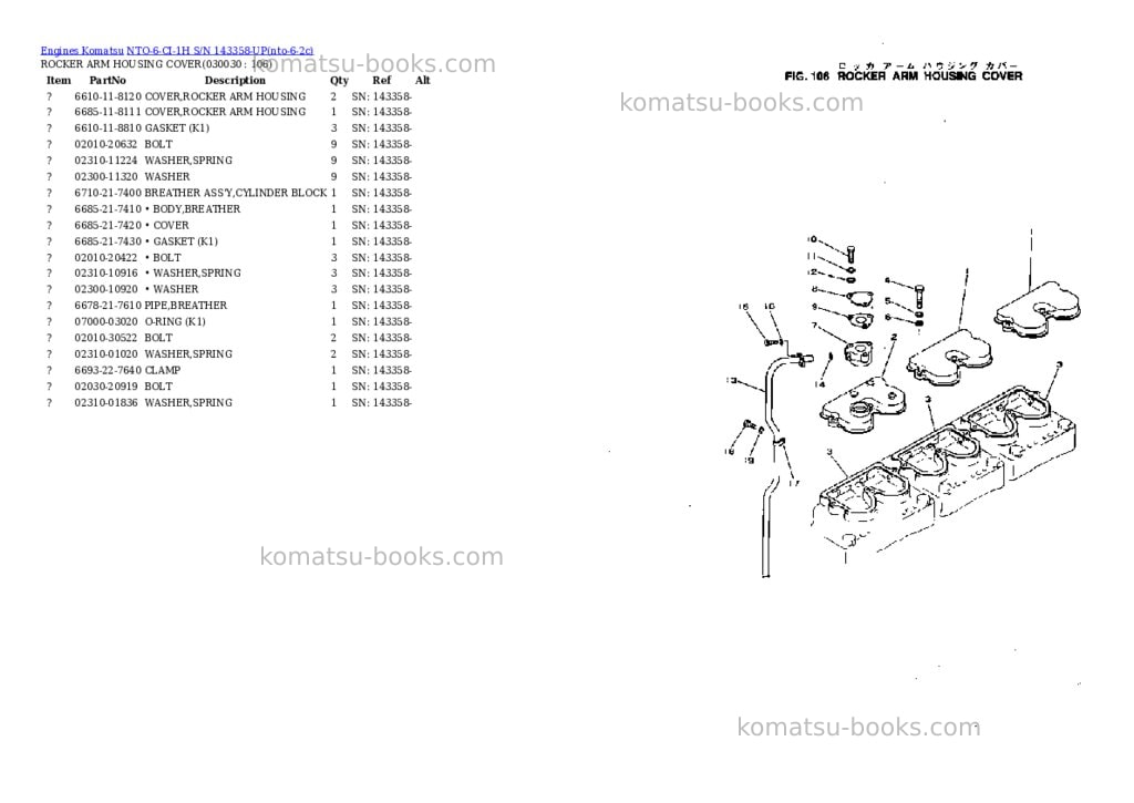 Komatsu nto-6-ci-1h s/n 143358-up Parts catalog cover Page 2