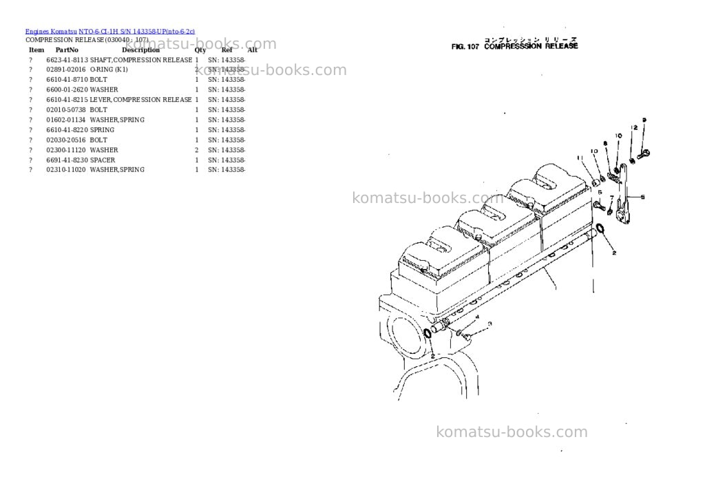 Komatsu nto-6-ci-1h s/n 143358-up Parts catalog cover Page 3