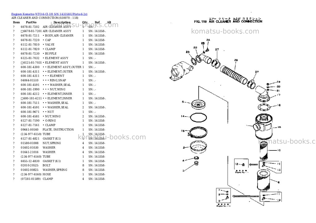 Komatsu nto-6-ci-1h s/n 143358-up Parts catalog cover Page 6