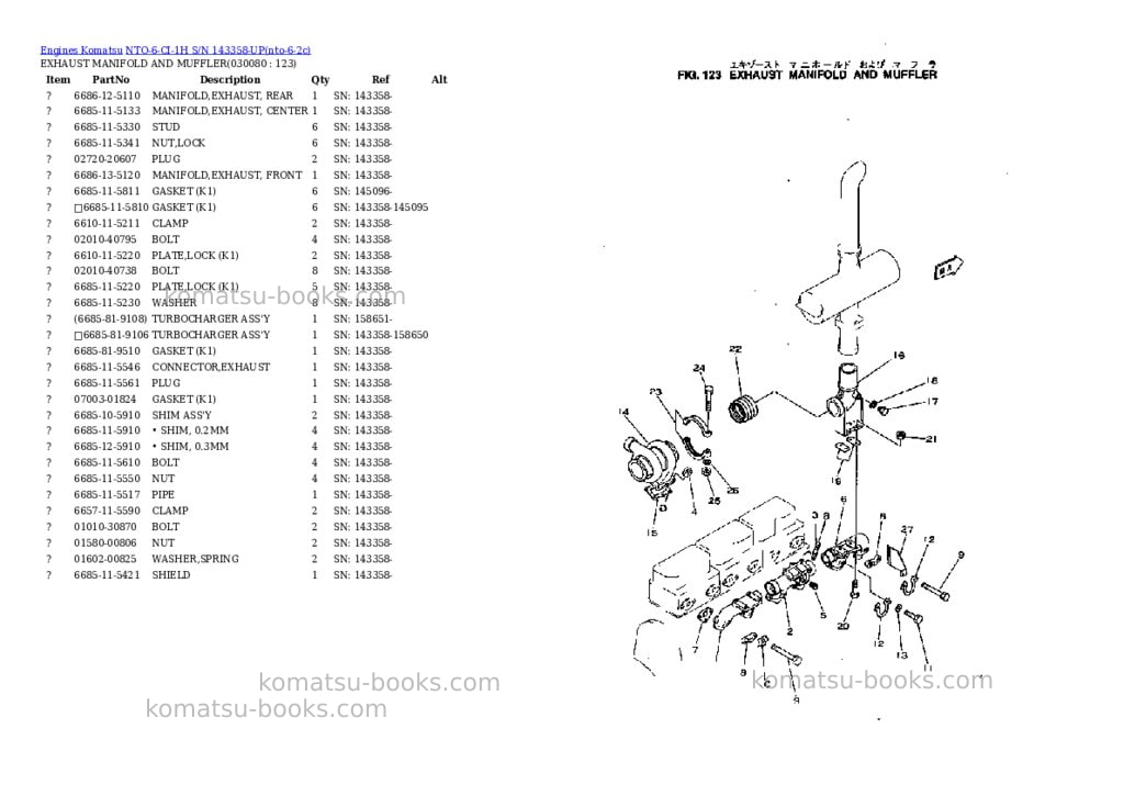 Komatsu nto-6-ci-1h s/n 143358-up Parts catalog cover Page 7