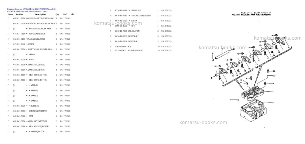 Komatsu nto-6-ci-1n s/n 177873-up Parts catalog cover