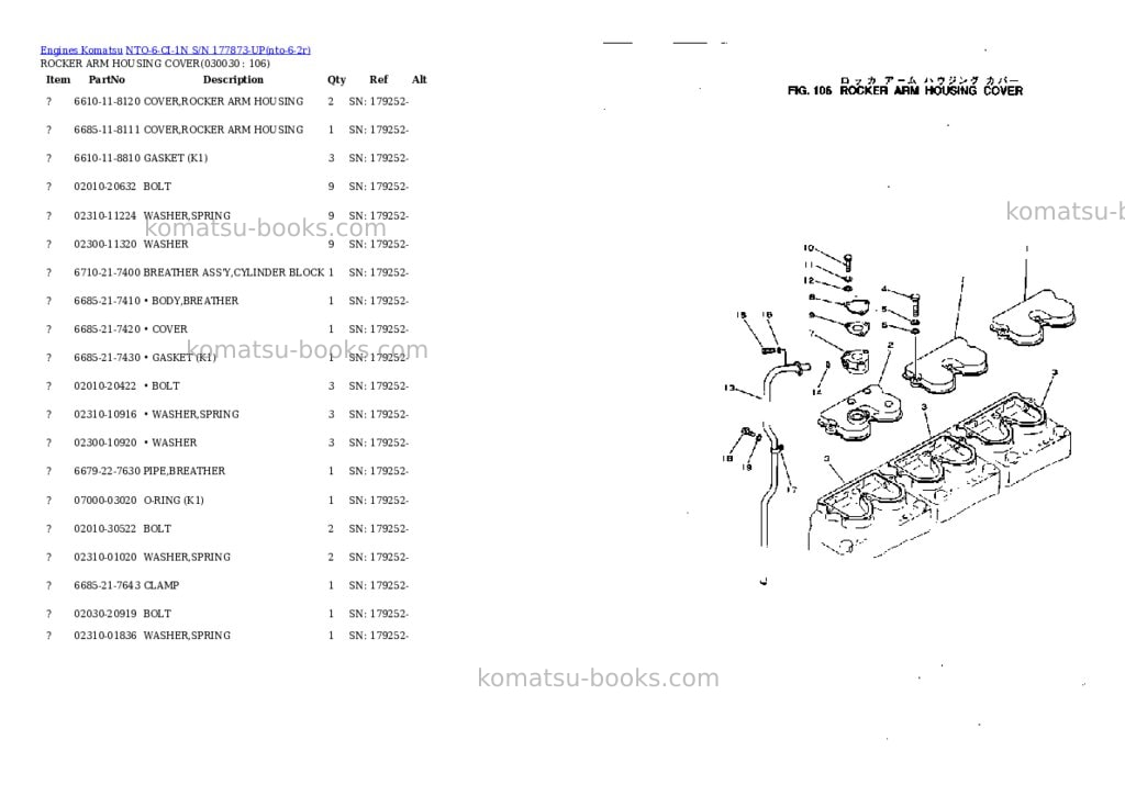 Komatsu nto-6-ci-1n s/n 177873-up Parts catalog cover Page 2