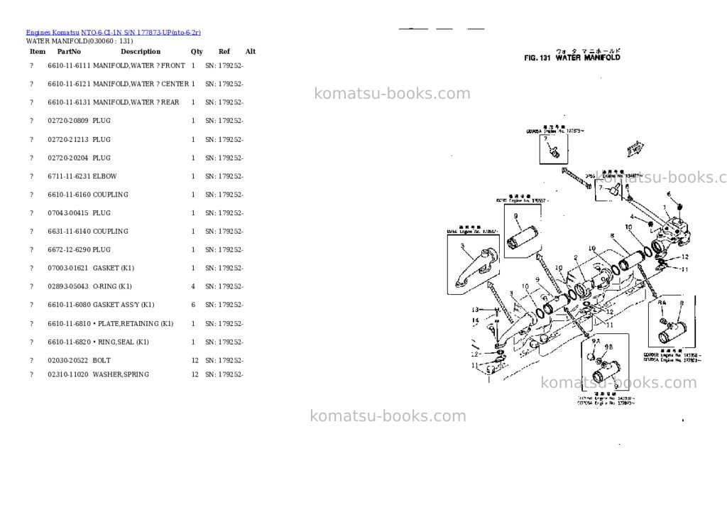 Komatsu nto-6-ci-1n s/n 177873-up Parts catalog cover Page 5