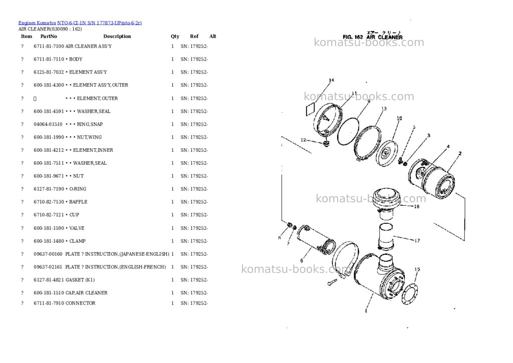Komatsu nto-6-ci-1n s/n 177873-up Parts catalog cover Page 8