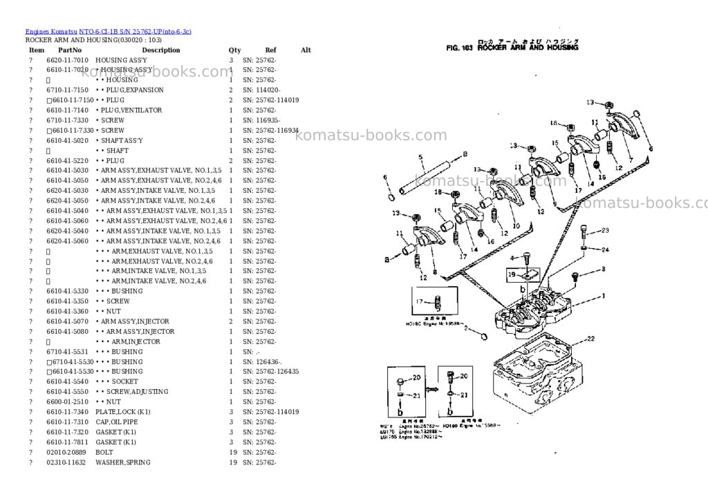 Komatsu nto-6-ci-1b s/n 25762-up Parts catalog cover Komatsu nto-6-ci-1b s/n 25762-up Parts catalog cover