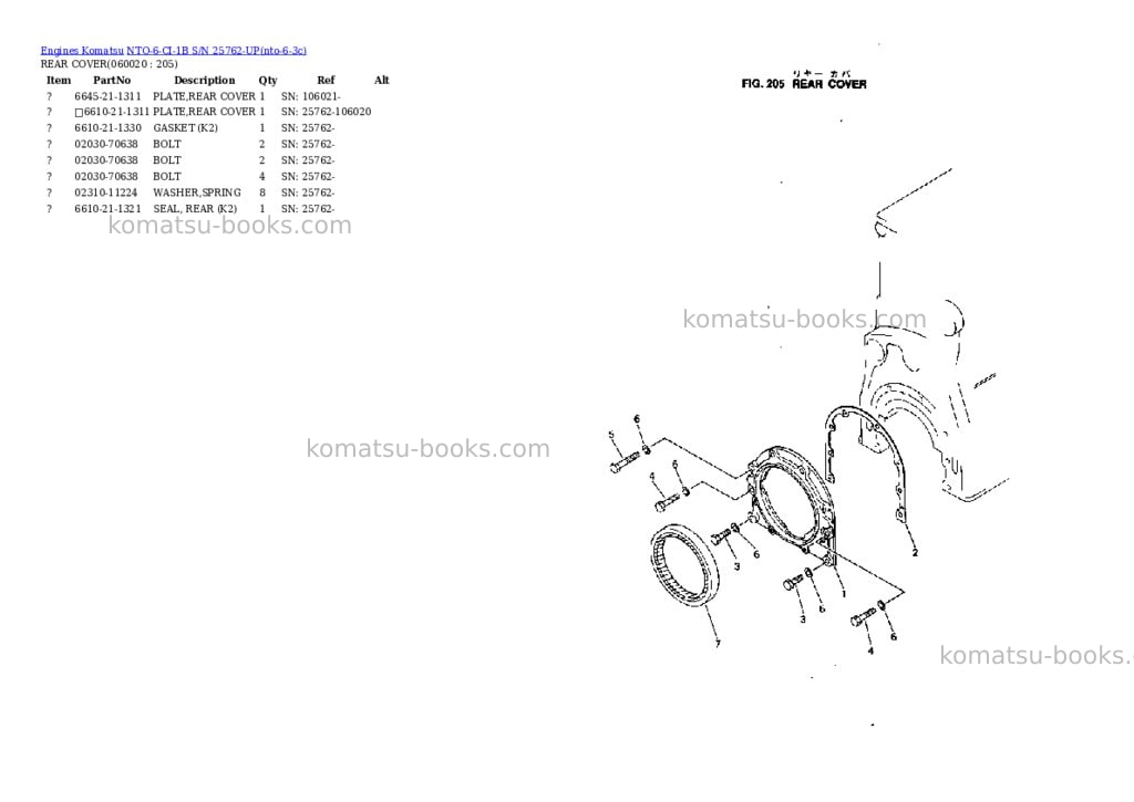 Komatsu nto-6-ci-1b s/n 25762-up Parts catalog cover Page 10 Komatsu nto-6-ci-1b s/n 25762-up Parts catalog cover Page 10