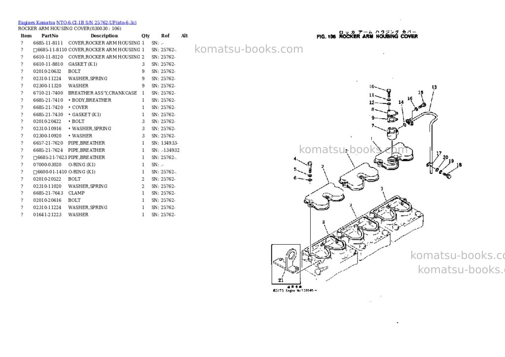 Komatsu nto-6-ci-1b s/n 25762-up Parts catalog cover Page 2 Komatsu nto-6-ci-1b s/n 25762-up Parts catalog cover Page 2