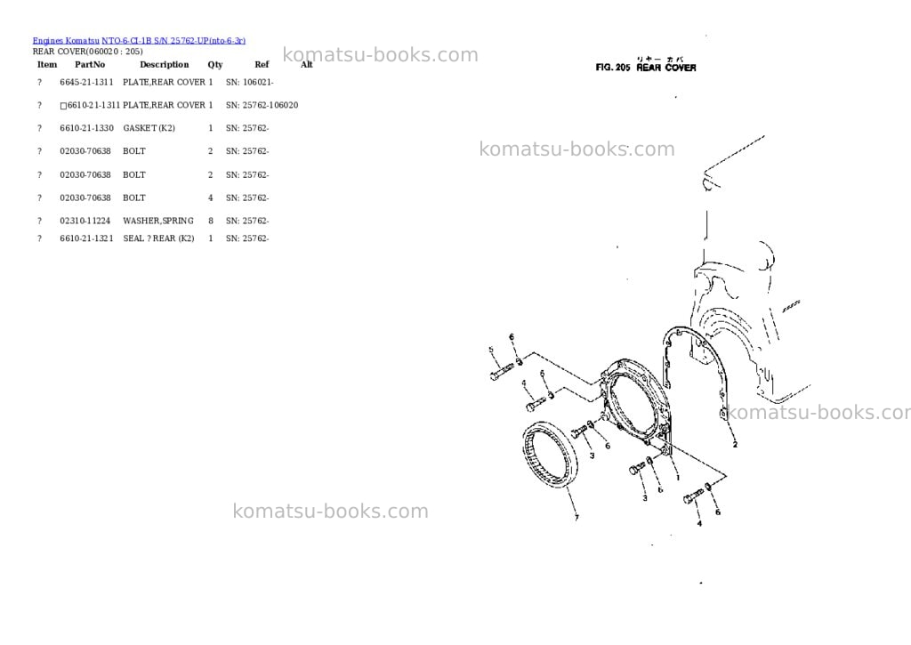 Komatsu NTO-6-CI-1B S/N 25762-UP Parts catalog cover Page 10 Komatsu NTO-6-CI-1B S/N 25762-UP Parts catalog cover Page 10