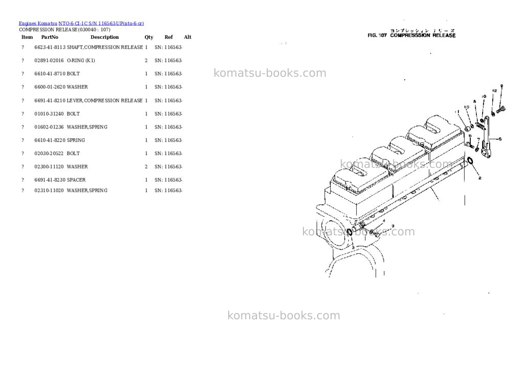 Komatsu NTO-6-CI-1C S/N 116563-UP Parts catalog cover Page 3 Komatsu NTO-6-CI-1C S/N 116563-UP Parts catalog cover Page 3