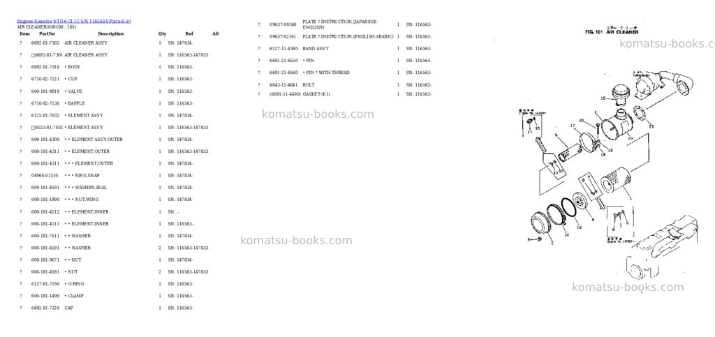 Komatsu NTO-6-CI-1C S/N 116563-UP Parts catalog cover Page 9 Komatsu NTO-6-CI-1C S/N 116563-UP Parts catalog cover Page 9