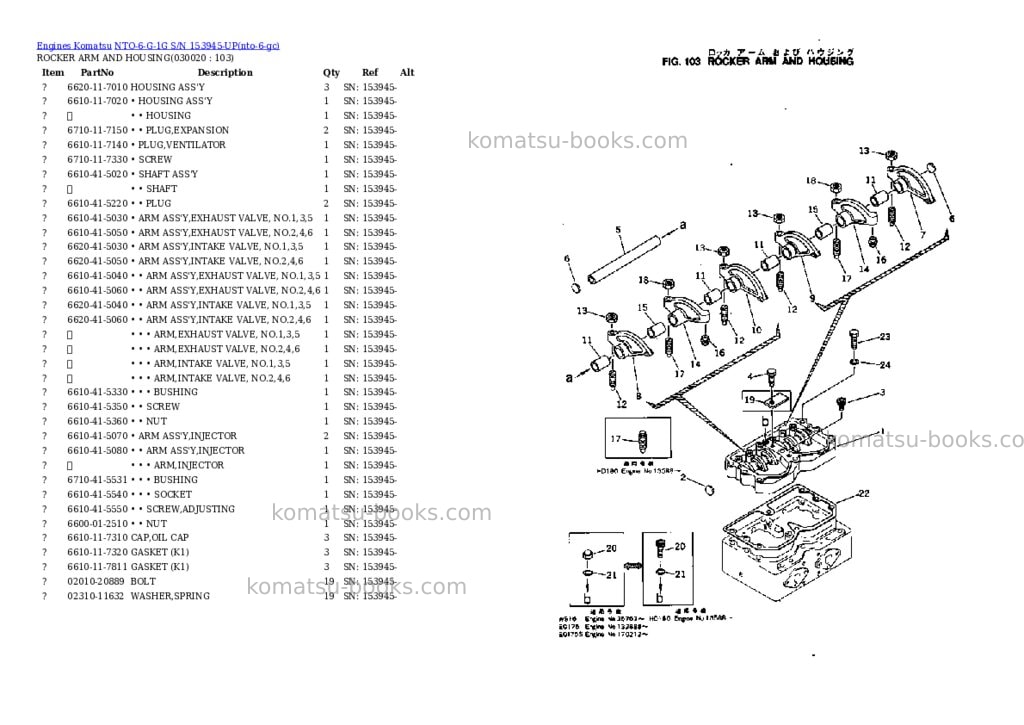 Komatsu NTO-6-G-1G S/N 153945-UP Parts catalog cover Komatsu NTO-6-G-1G S/N 153945-UP Parts catalog cover