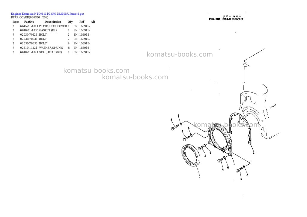 Komatsu NTO-6-G-1G S/N 153945-UP Parts catalog cover Page 10 Komatsu NTO-6-G-1G S/N 153945-UP Parts catalog cover Page 10