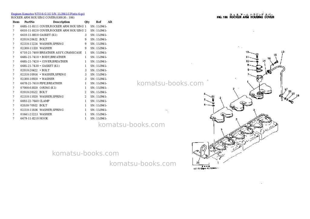 Komatsu NTO-6-G-1G S/N 153945-UP Parts catalog cover Page 2 Komatsu NTO-6-G-1G S/N 153945-UP Parts catalog cover Page 2