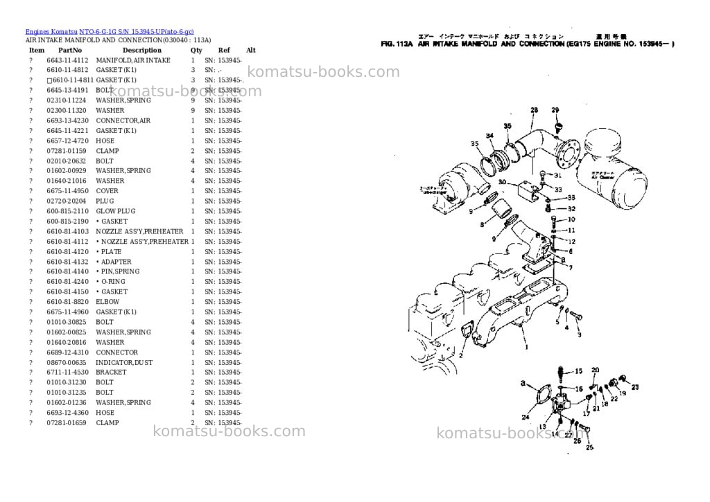 Komatsu NTO-6-G-1G S/N 153945-UP Parts catalog cover Page 3 Komatsu NTO-6-G-1G S/N 153945-UP Parts catalog cover Page 3