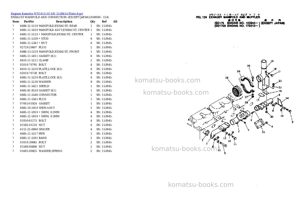 Komatsu NTO-6-G-1G S/N 153945-UP Parts catalog cover Page 5 Komatsu NTO-6-G-1G S/N 153945-UP Parts catalog cover Page 5