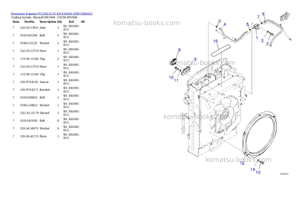 Komatsu pc210lci-10 s/n k65001-up Parts catalog cover Page 10