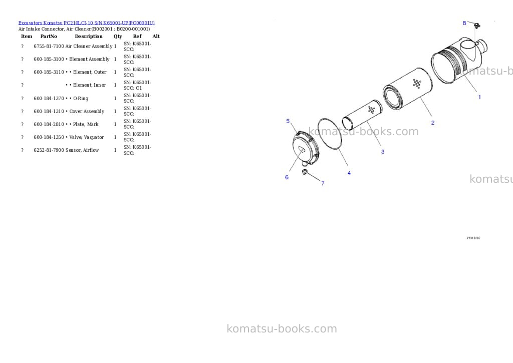 Komatsu pc210lci-10 s/n k65001-up Parts catalog cover Page 2