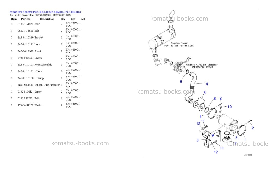 Komatsu pc210lci-10 s/n k65001-up Parts catalog cover Page 3