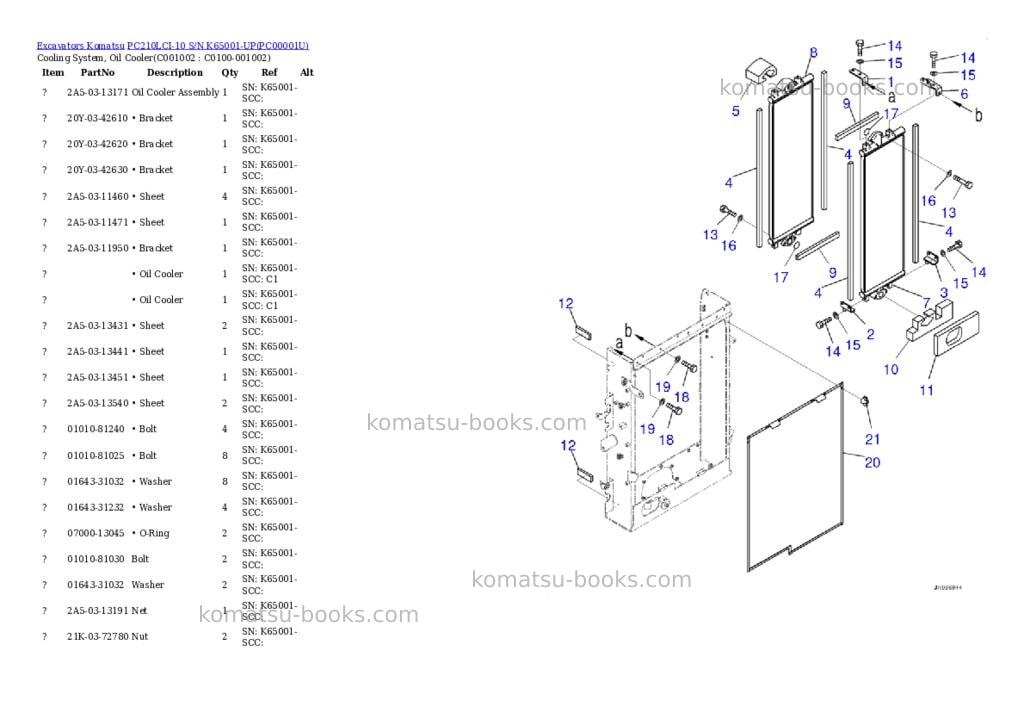 Komatsu pc210lci-10 s/n k65001-up Parts catalog cover Page 6
