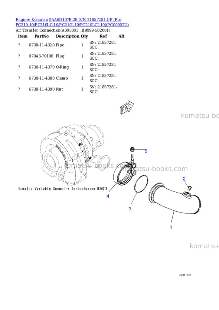 Komatsu saa6d107e-2e s/n 21857281-up for pc210-10/pc210lc-10/pc210i-10/pc210lci-10 Parts catalog cover Page 4