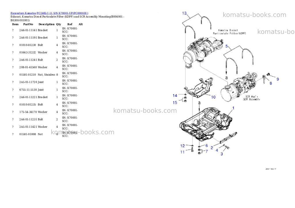 Komatsu pc240lc-11 s/n k70001-up Parts catalog cover Page 6 Komatsu pc240lc-11 s/n k70001-up Parts catalog cover Page 6