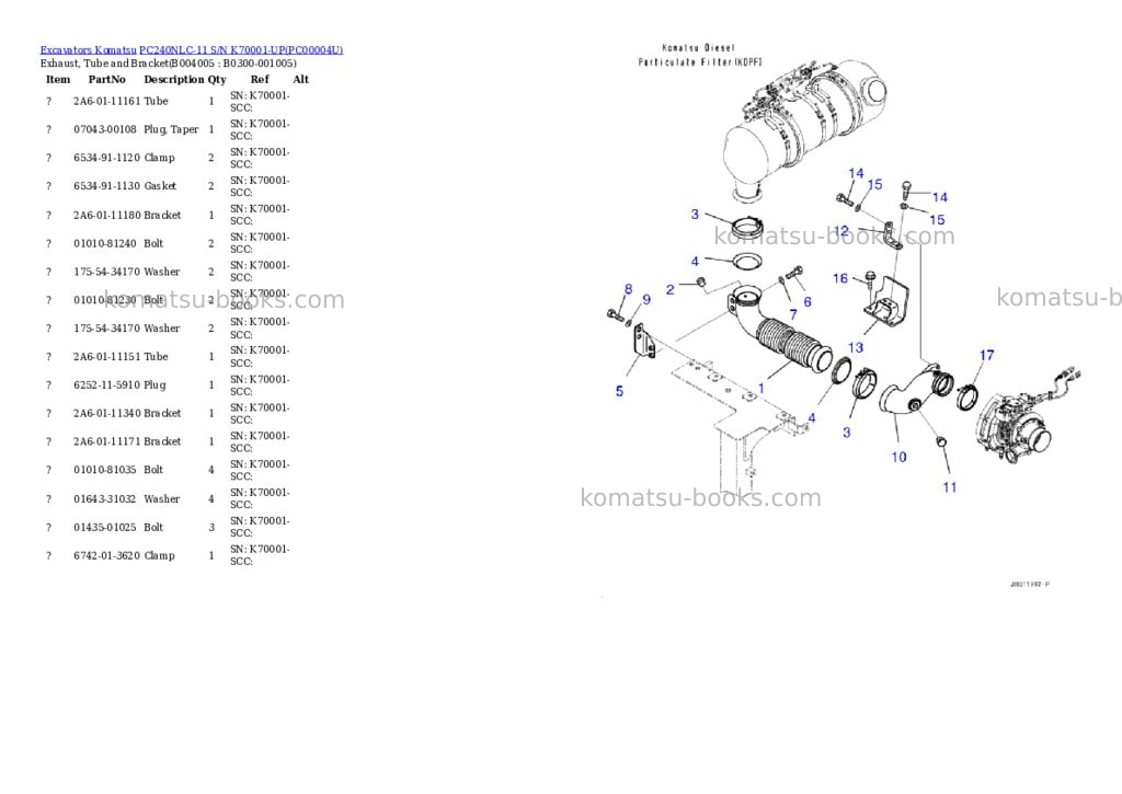 Komatsu pc240nlc-11 s/n k70001-up Parts catalog cover Page 10 Komatsu pc240nlc-11 s/n k70001-up Parts catalog cover Page 10