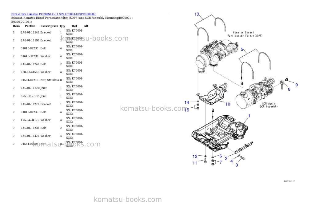 Komatsu pc240nlc-11 s/n k70001-up Parts catalog cover Page 6 Komatsu pc240nlc-11 s/n k70001-up Parts catalog cover Page 6