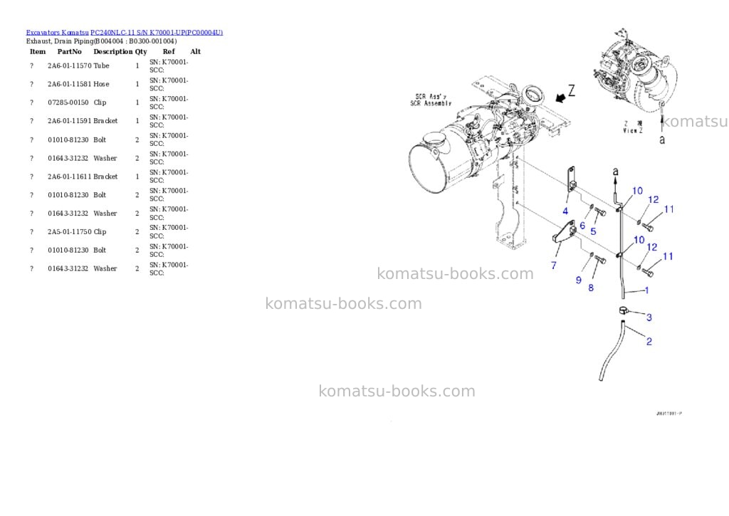 Komatsu pc240nlc-11 s/n k70001-up Parts catalog cover Page 9 Komatsu pc240nlc-11 s/n k70001-up Parts catalog cover Page 9