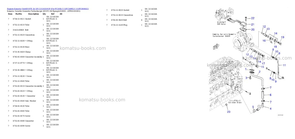 Komatsu saa6d107e-3a s/n 22150359-up for pc240lc-11/pc240nlc-11 Parts catalog cover Page 9