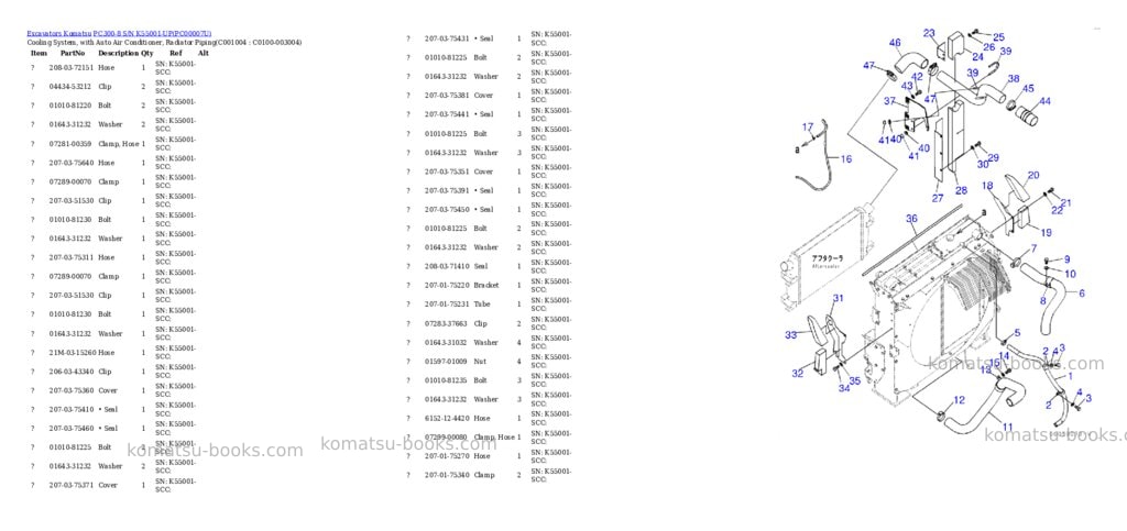 Komatsu pc300-8 s/n k55001-up Parts catalog cover Page 5 Komatsu pc300-8 s/n k55001-up Parts catalog cover Page 5