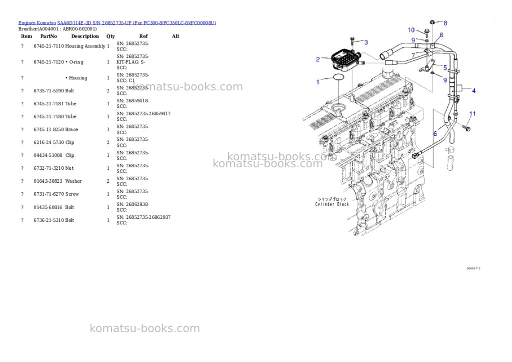 Komatsu SAA6D114E-3D S/N 26852735-UP (For PC300-8/PC350LC-8) Parts catalog cover Page 3