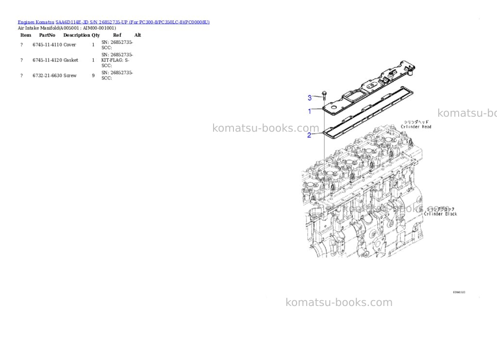 Komatsu SAA6D114E-3D S/N 26852735-UP (For PC300-8/PC350LC-8) Parts catalog cover Page 4
