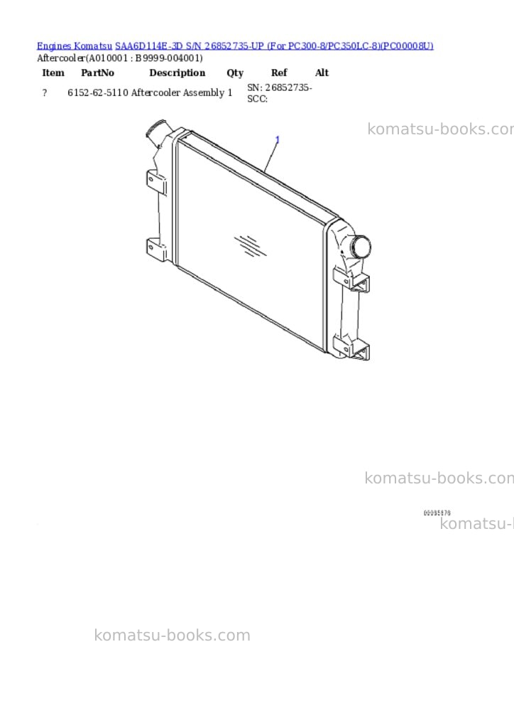 Komatsu SAA6D114E-3D S/N 26852735-UP (For PC300-8/PC350LC-8) Parts catalog cover Page 9