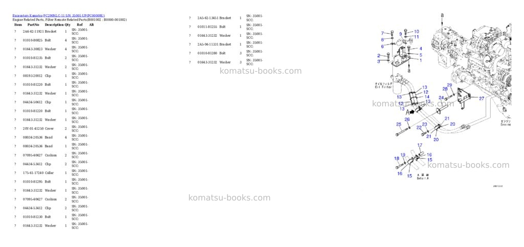 Komatsu pc290nlc-11 s/n 35001-up Parts catalog cover Komatsu pc290nlc-11 s/n 35001-up Parts catalog cover