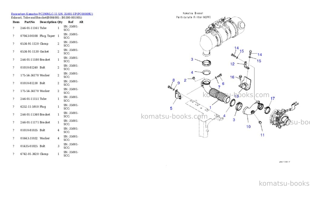 Komatsu pc290nlc-11 s/n 35001-up Parts catalog cover Page 10 Komatsu pc290nlc-11 s/n 35001-up Parts catalog cover Page 10
