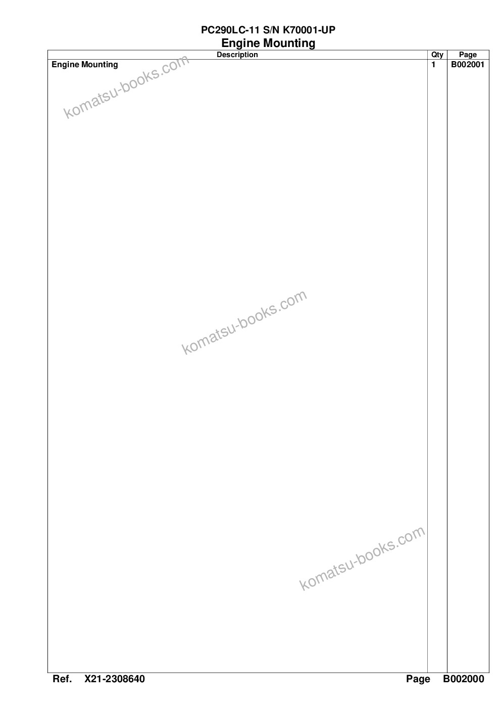 Komatsu pc290lc-11 s/n k70001-up Parts catalog cover Page 10 Komatsu pc290lc-11 s/n k70001-up Parts catalog cover Page 10