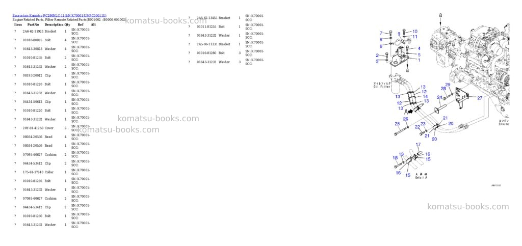 Komatsu pc290nlc-11 s/n k70001-up Parts catalog cover Komatsu pc290nlc-11 s/n k70001-up Parts catalog cover