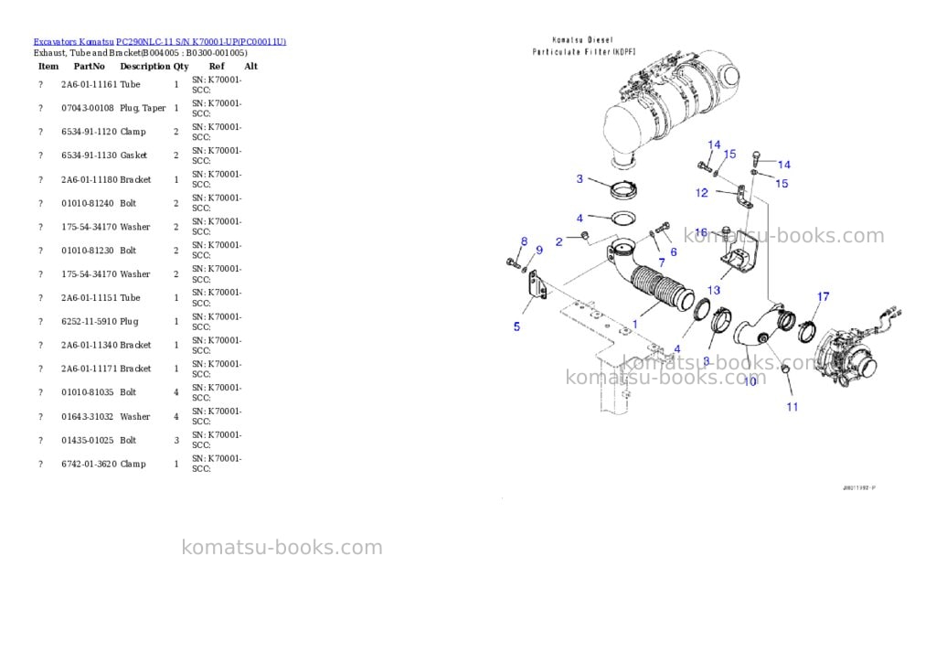 Komatsu pc290nlc-11 s/n k70001-up Parts catalog cover Page 10 Komatsu pc290nlc-11 s/n k70001-up Parts catalog cover Page 10