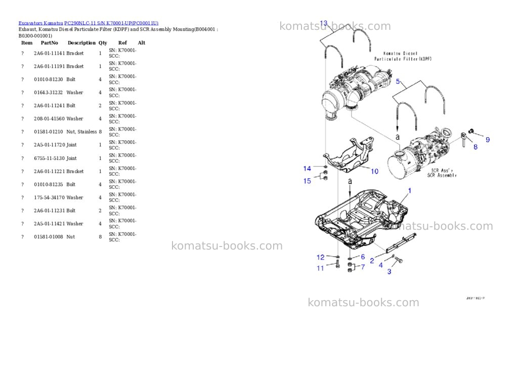 Komatsu pc290nlc-11 s/n k70001-up Parts catalog cover Page 6 Komatsu pc290nlc-11 s/n k70001-up Parts catalog cover Page 6