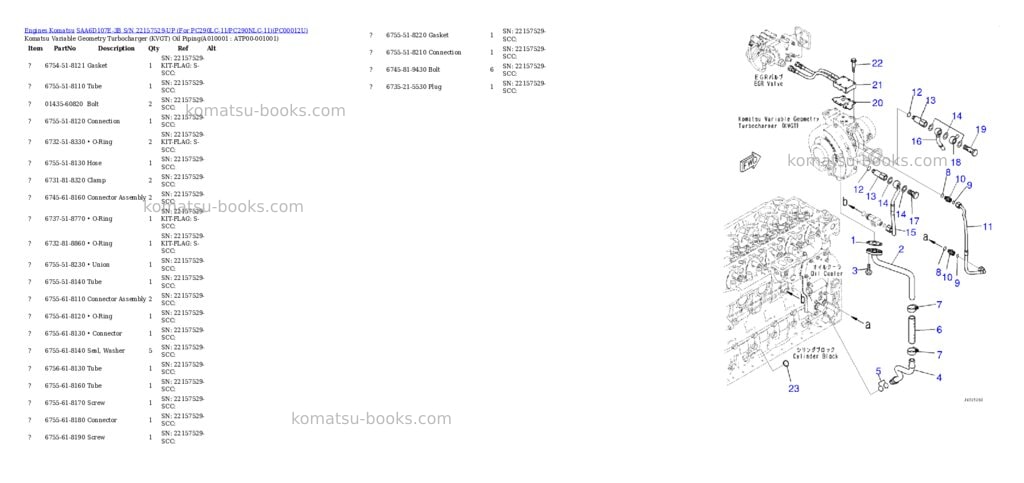 Komatsu saa6d107e-3b s/n 22157529-up for pc290lc-11/pc290nlc-11 Parts catalog cover Page 9