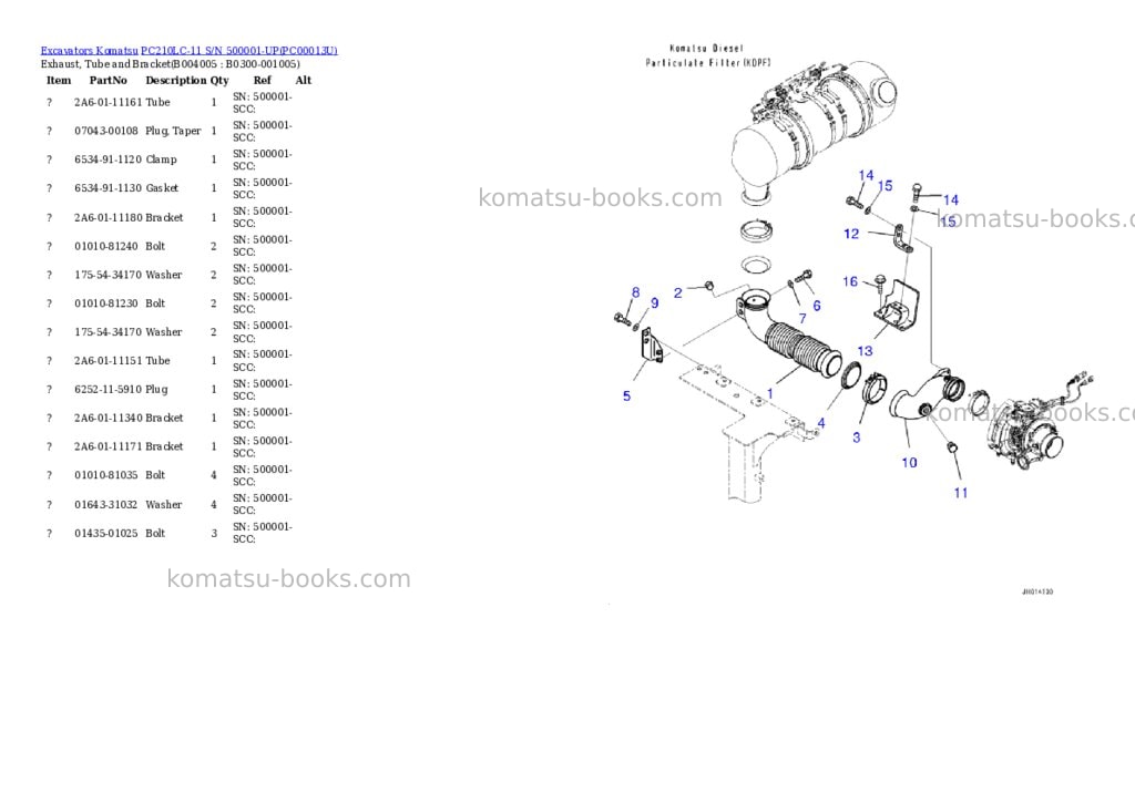 Komatsu pc210lc-11 s/n 500001-up for north america Parts catalog cover Page 10 Komatsu pc210lc-11 s/n 500001-up for north america Parts catalog cover Page 10