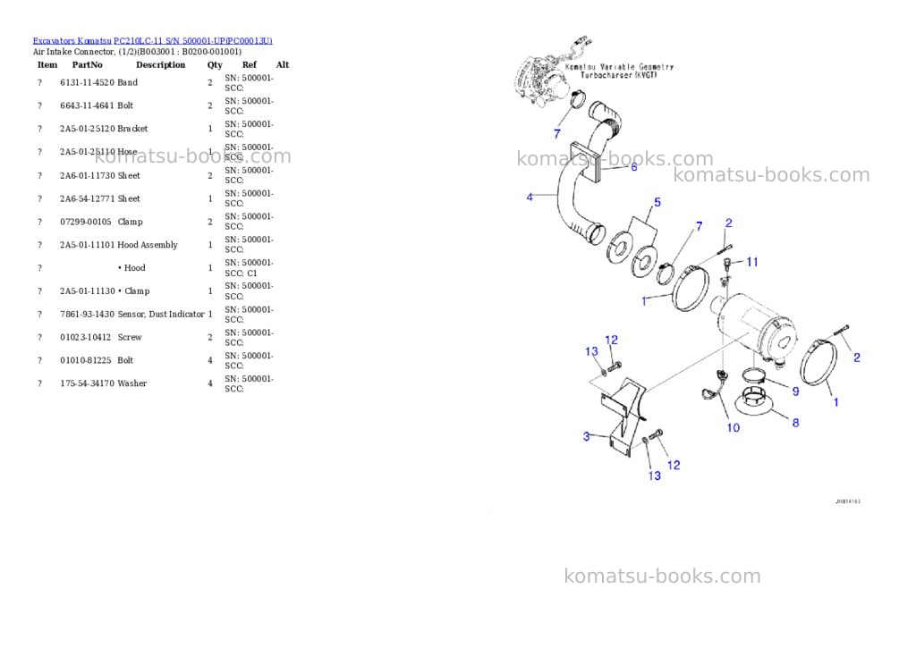 Komatsu pc210lc-11 s/n 500001-up for north america Parts catalog cover Page 4 Komatsu pc210lc-11 s/n 500001-up for north america Parts catalog cover Page 4