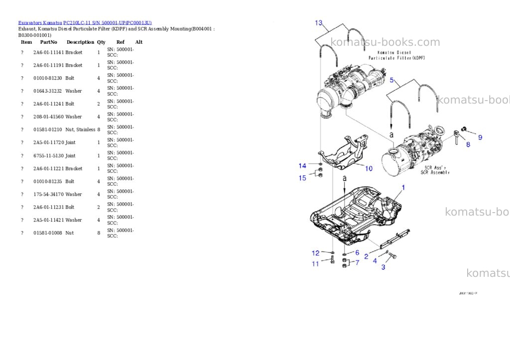 Komatsu pc210lc-11 s/n 500001-up for north america Parts catalog cover Page 6 Komatsu pc210lc-11 s/n 500001-up for north america Parts catalog cover Page 6